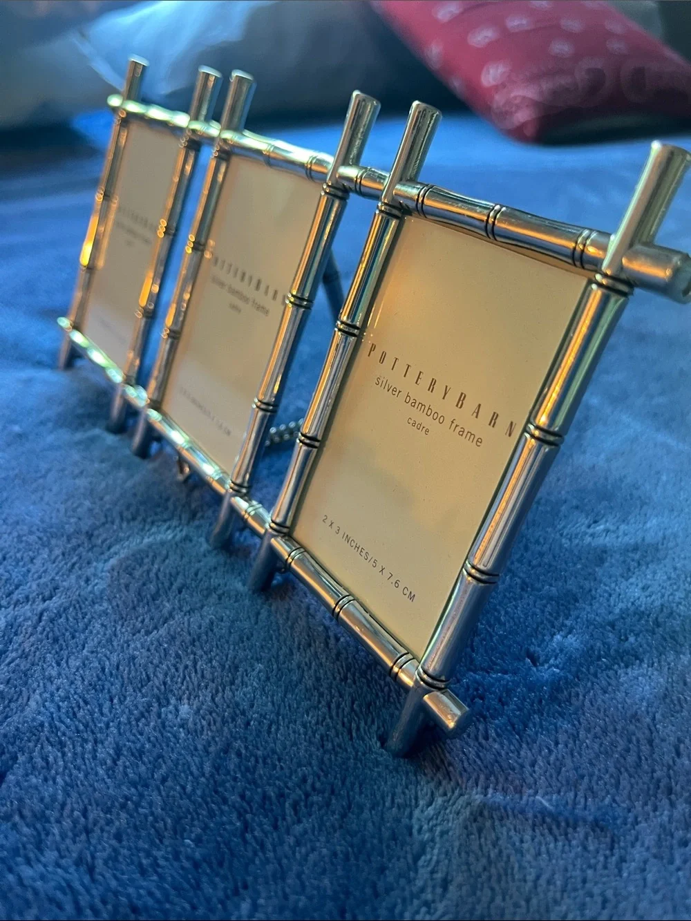 Pottery Barn Silver Bamboo Triple Picture Frame